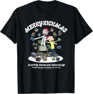 Rick and Morty Christmas Merry Rickmas Dark T-Shirt - T-Shirt | Black