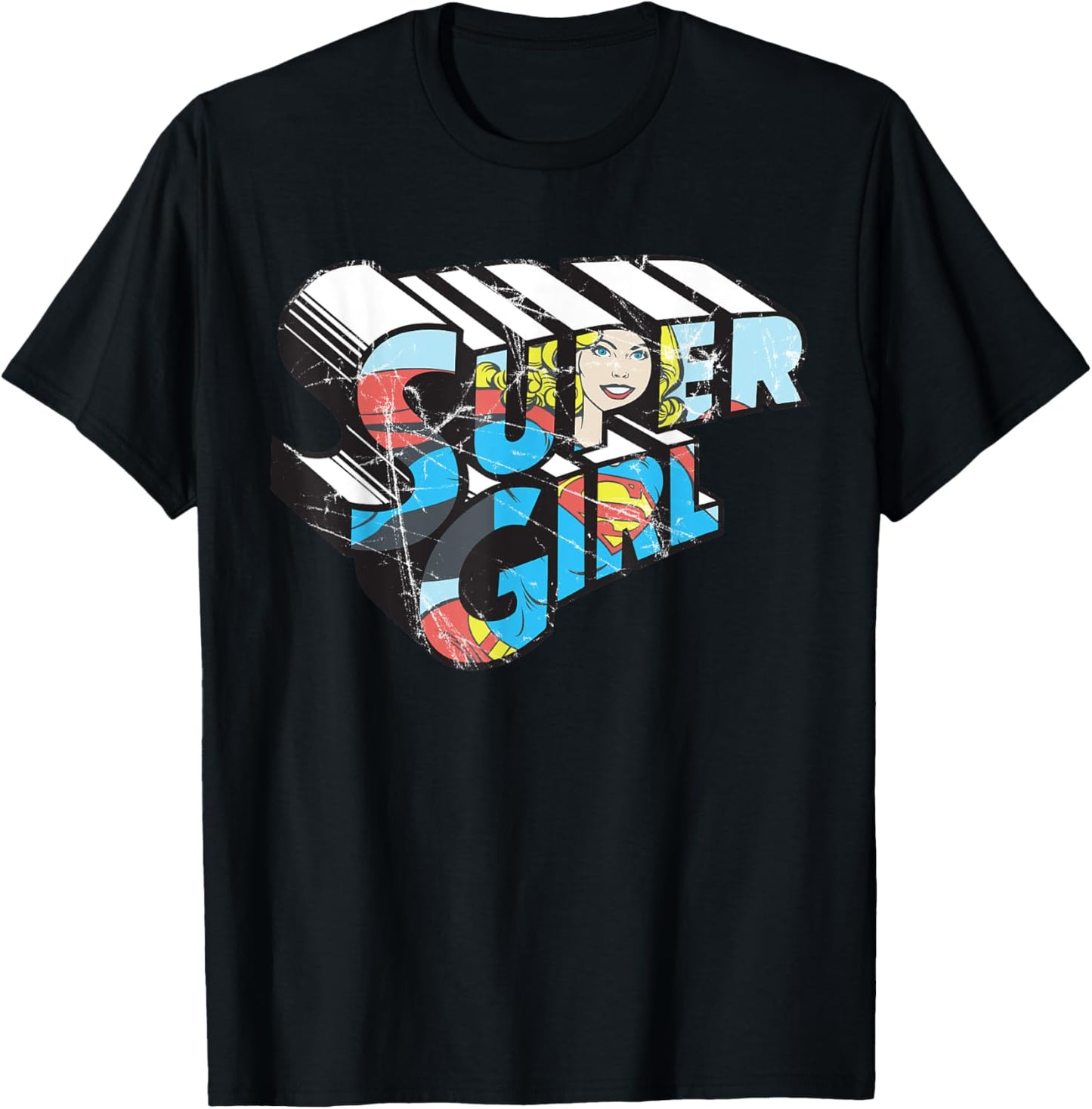 DC Supergirl Logo Character Distressed T-Shirt - T-Shirt | Black