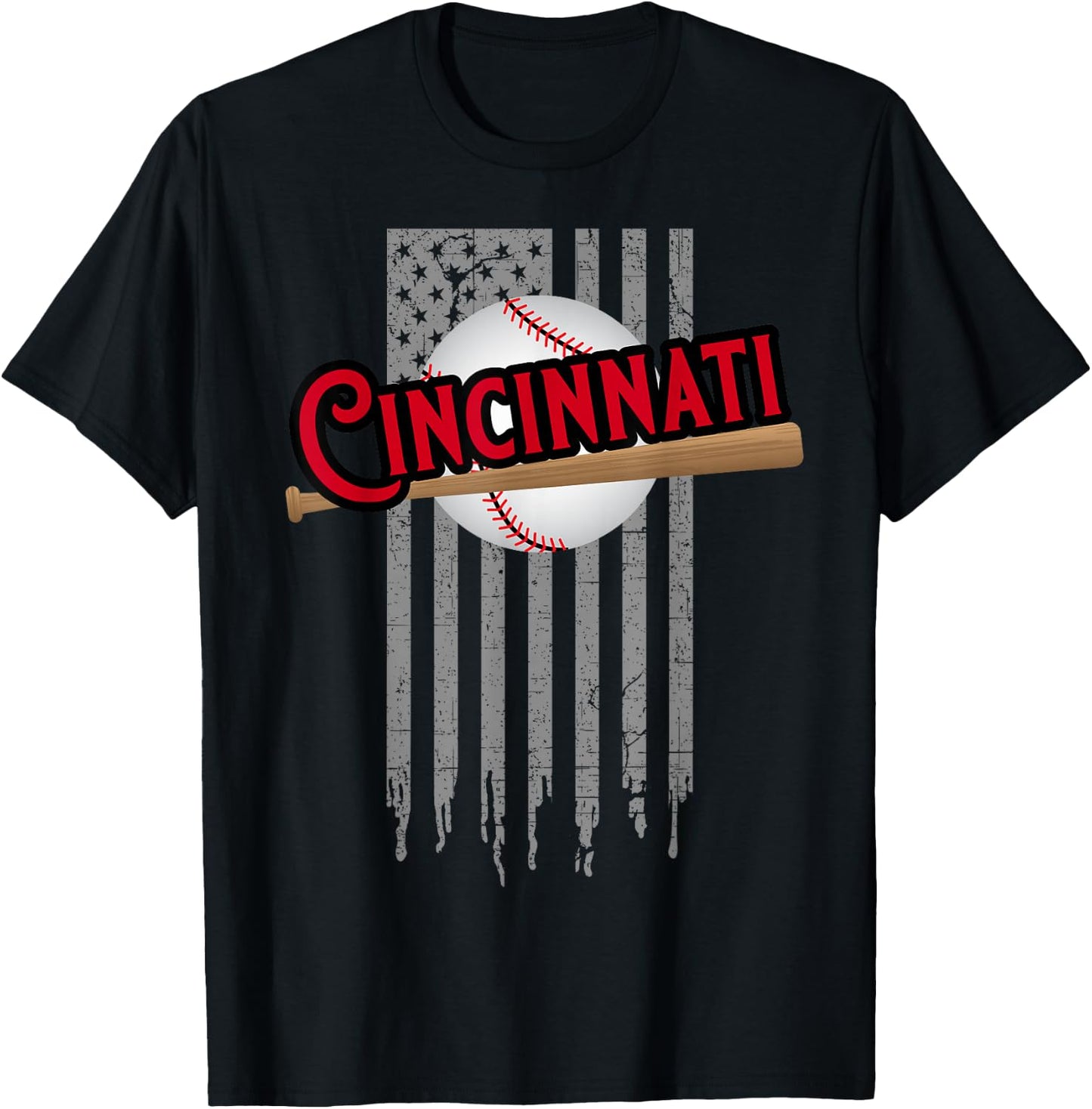 Cincinnati OH USA Flag The Queens Chip City Basic Cincy T-Shirt - T-Shirt | Black