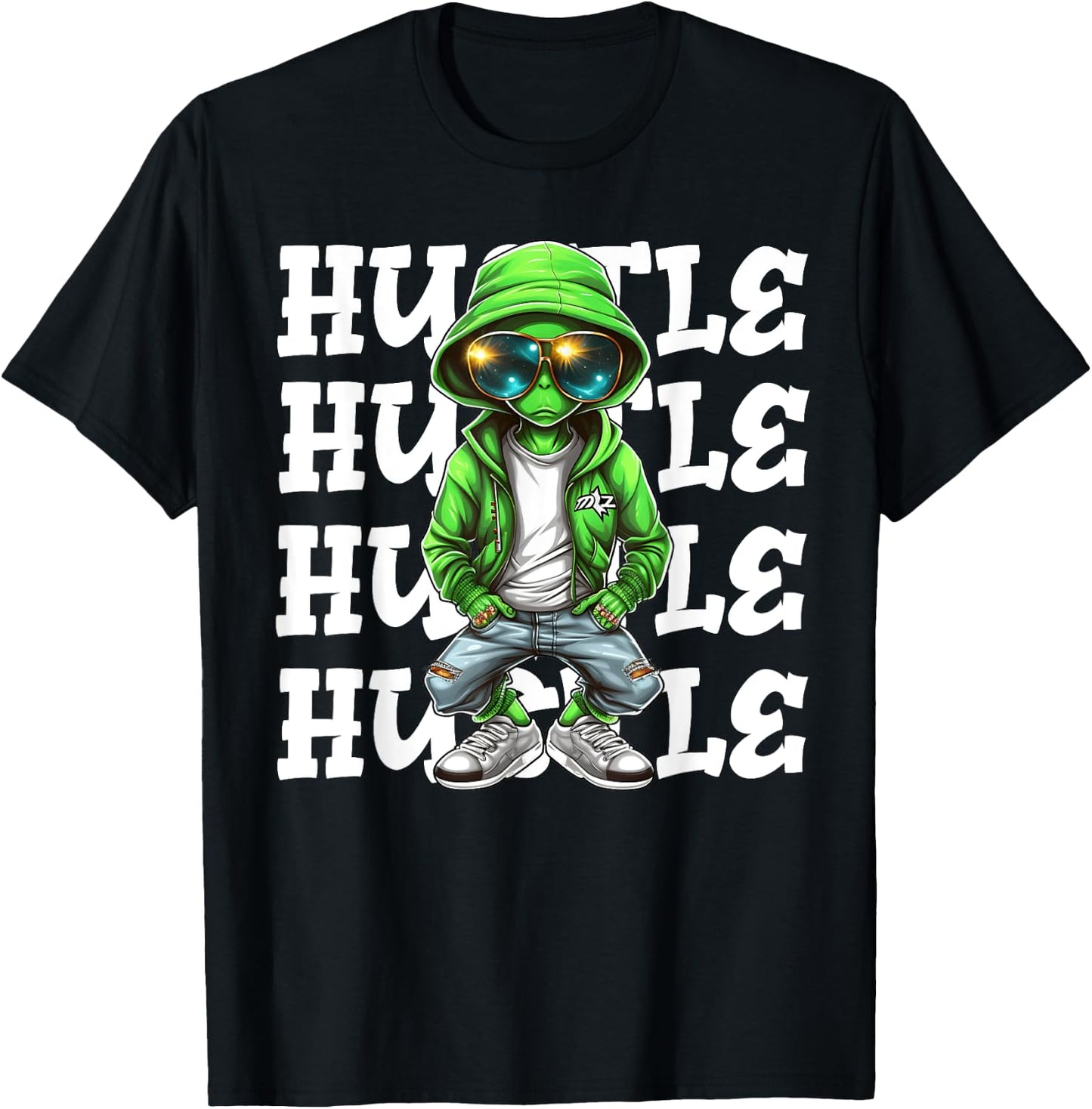 Hip Hop Alien Hustle Money Urban UFO Alien Streetwear Hiphop T-Shirt - T-Shirt | Black