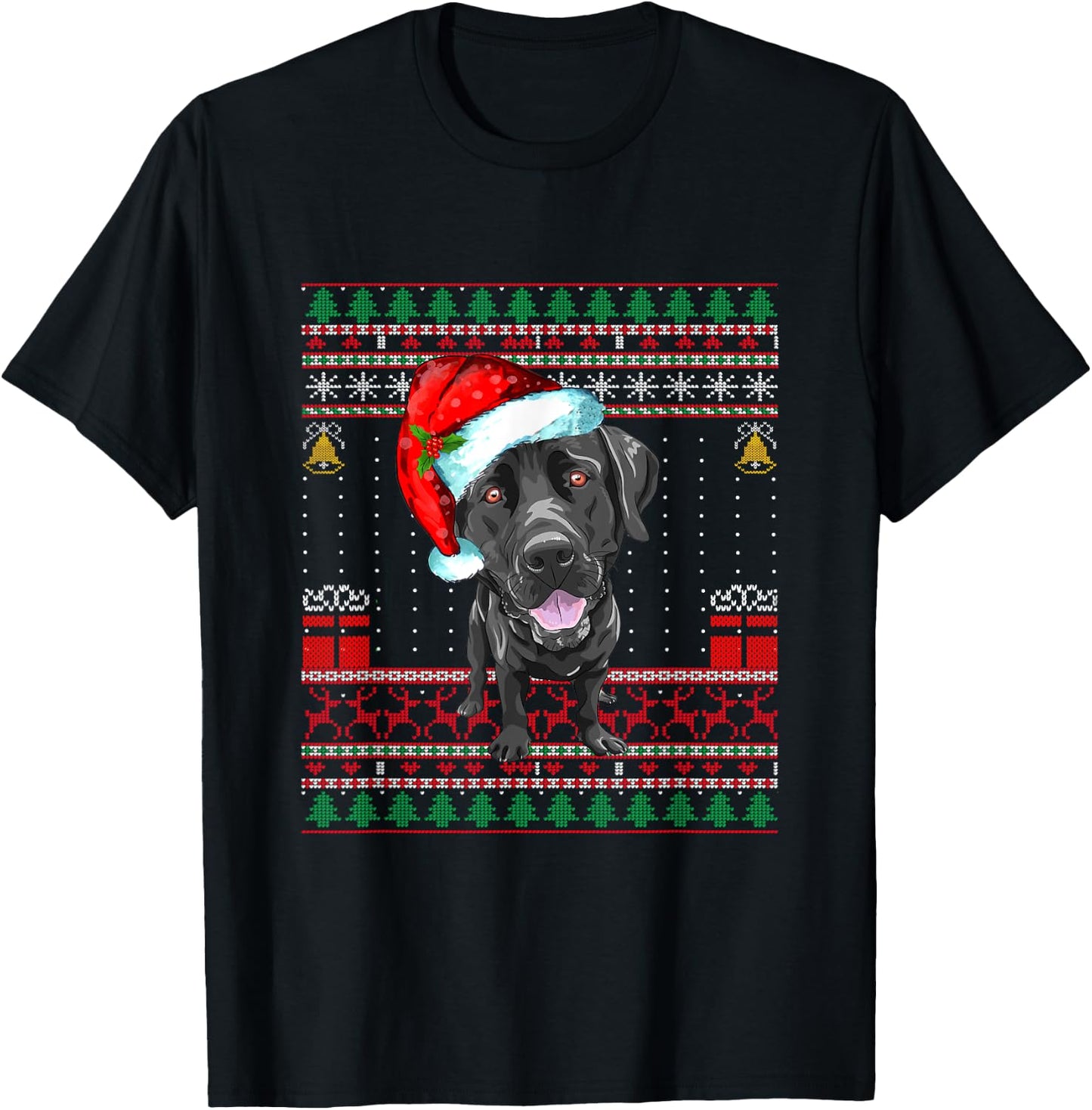 Black Lab Labrador Christmas Dog Owner Ugly Sweater Funny T-Shirt - T-Shirt | Black