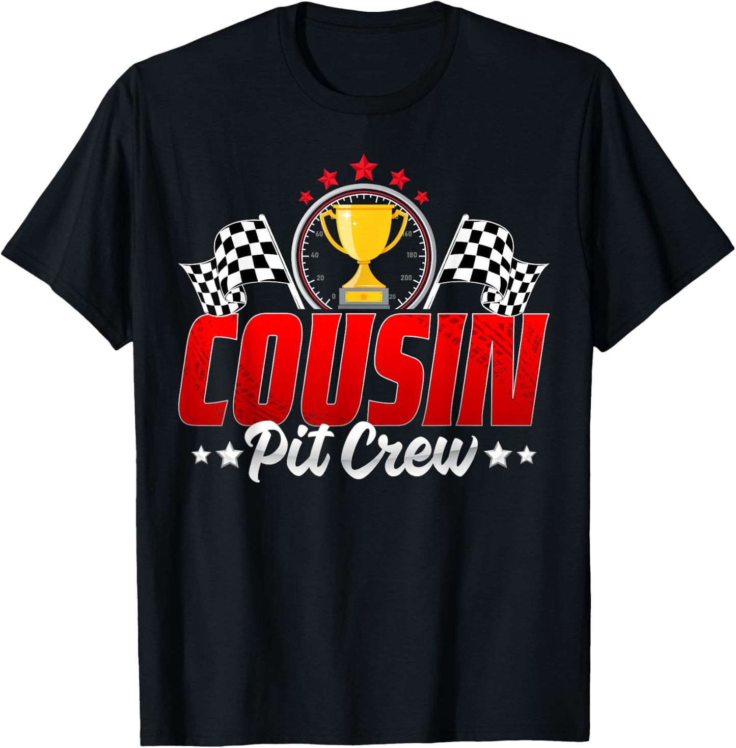 Pit Crew Cousin Racing Car Family Birthday Party Men Women T-Shirt - T-Shirt | Black