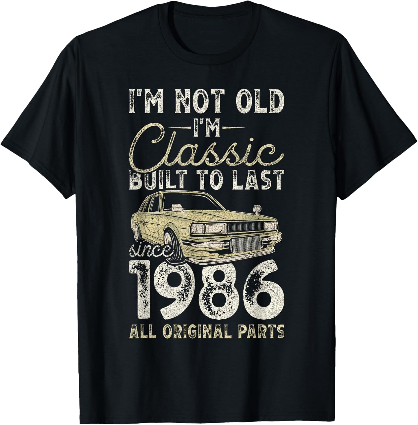 39th Birthday, Since 1986, Classic Car, 39 Year Old T-Shirt - T-Shirt | Black