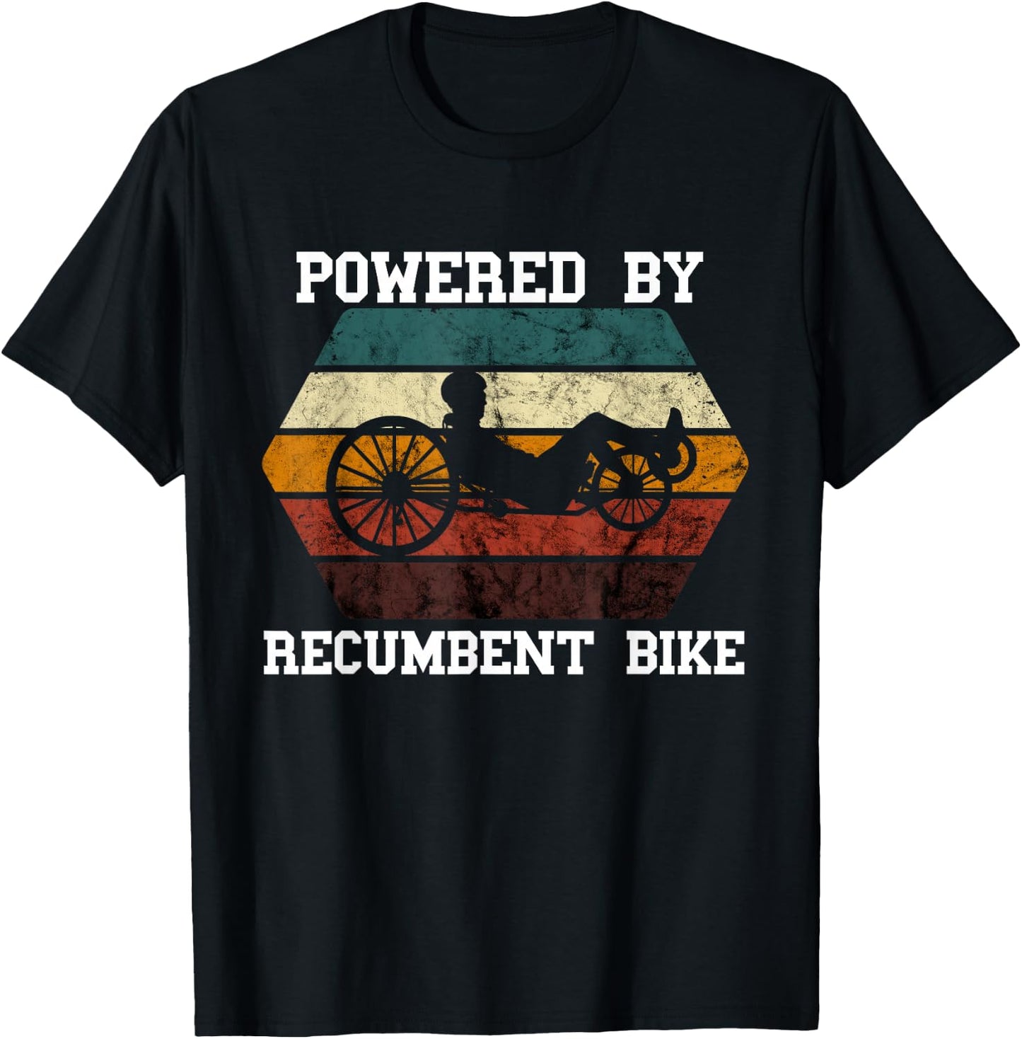 Retro Recumbent Bike Powered By Recumbent Trike Cyclist T-Shirt - T-Shirt | Black