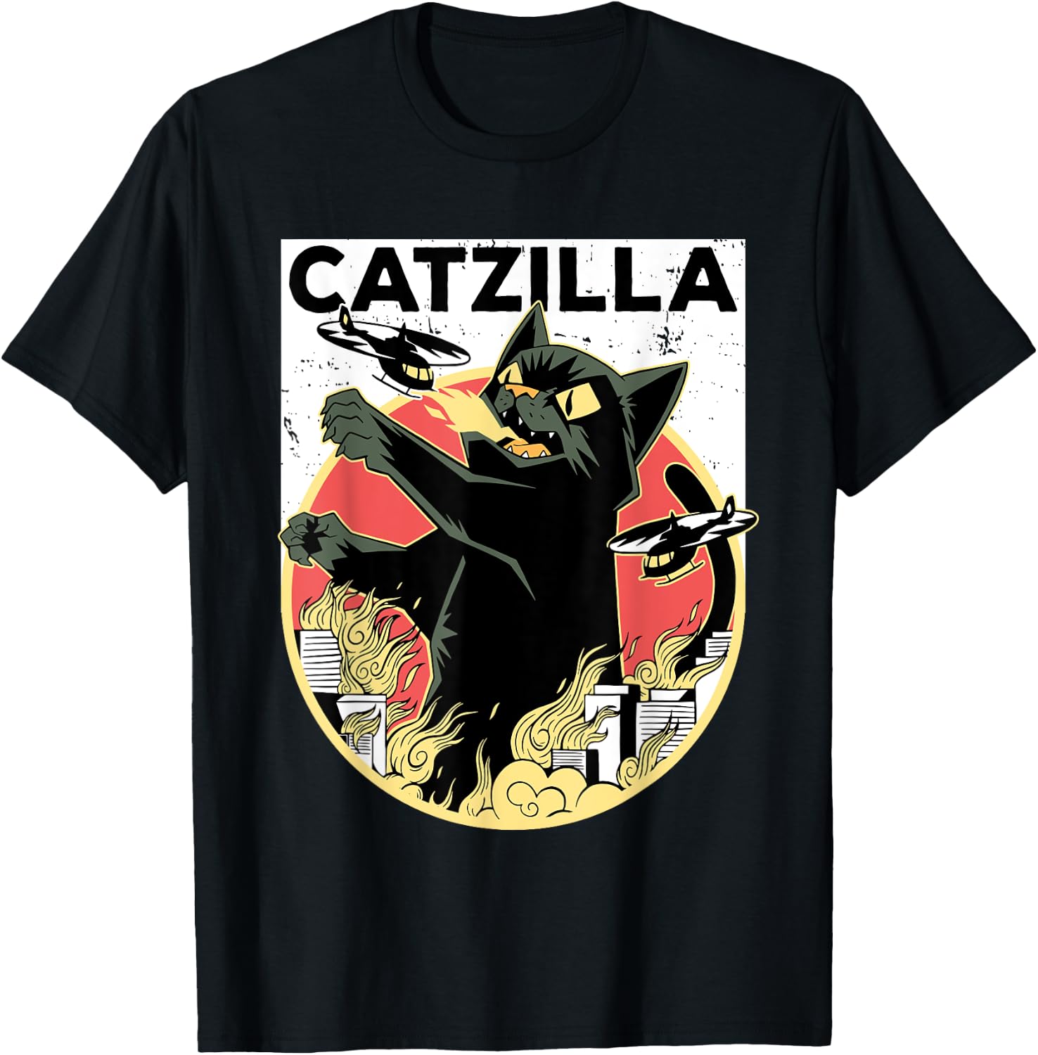 CATZILLA Black Cat Apparel | Catzilla T-Shirt - T-Shirt | Black