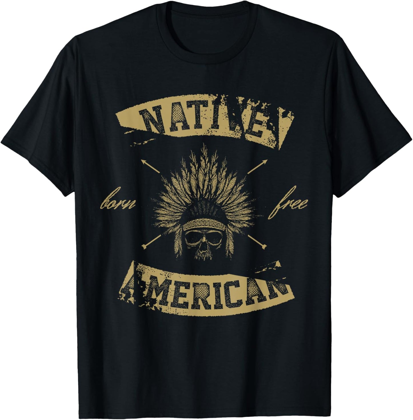 Native American Born Free T-Shirt - T-Shirt | Black