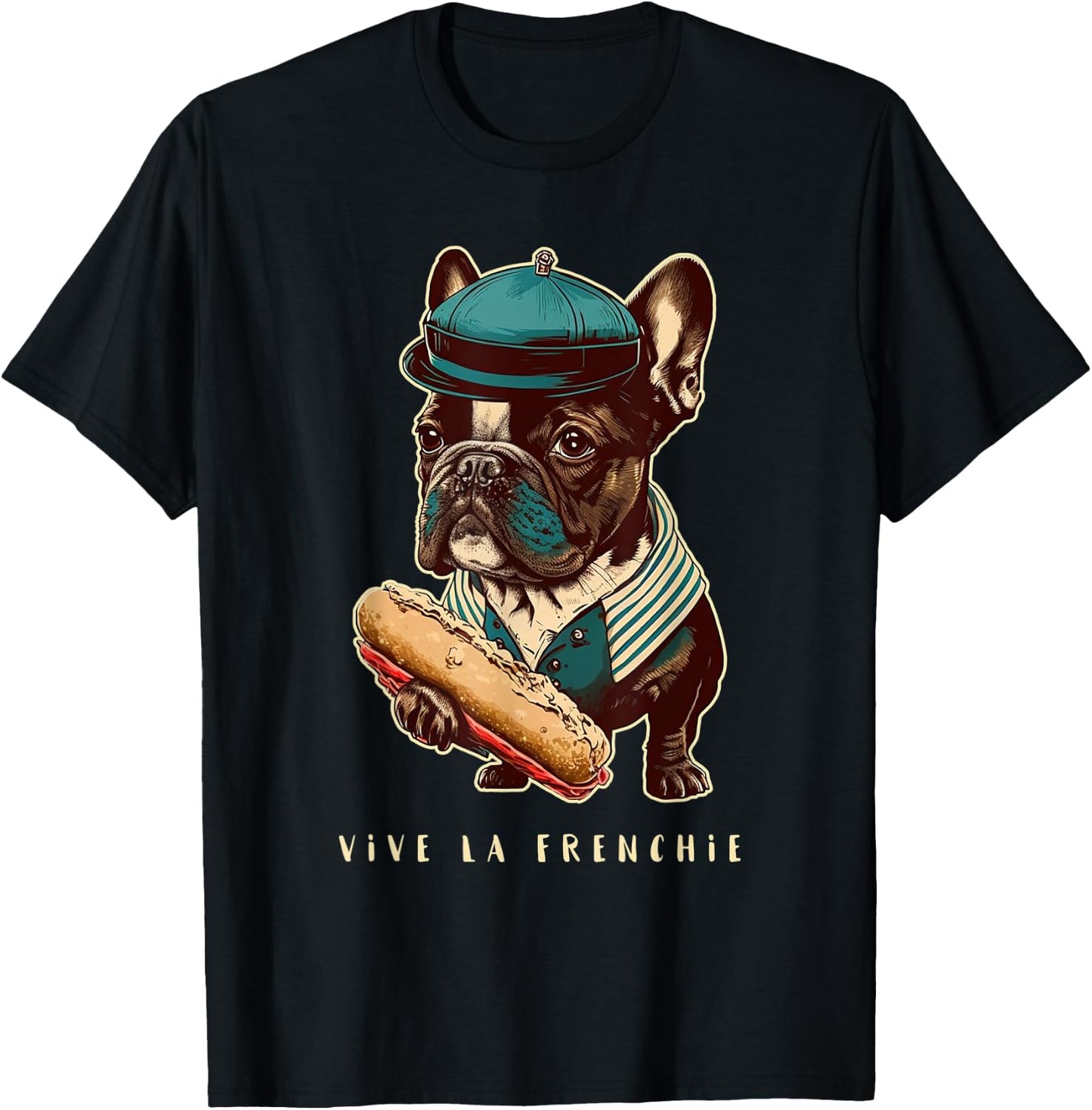 Funny French Bulldog Retro Outfits Clothes Vive La Frenchie Men Women Kids T-Shirt - T-Shirt | Black
