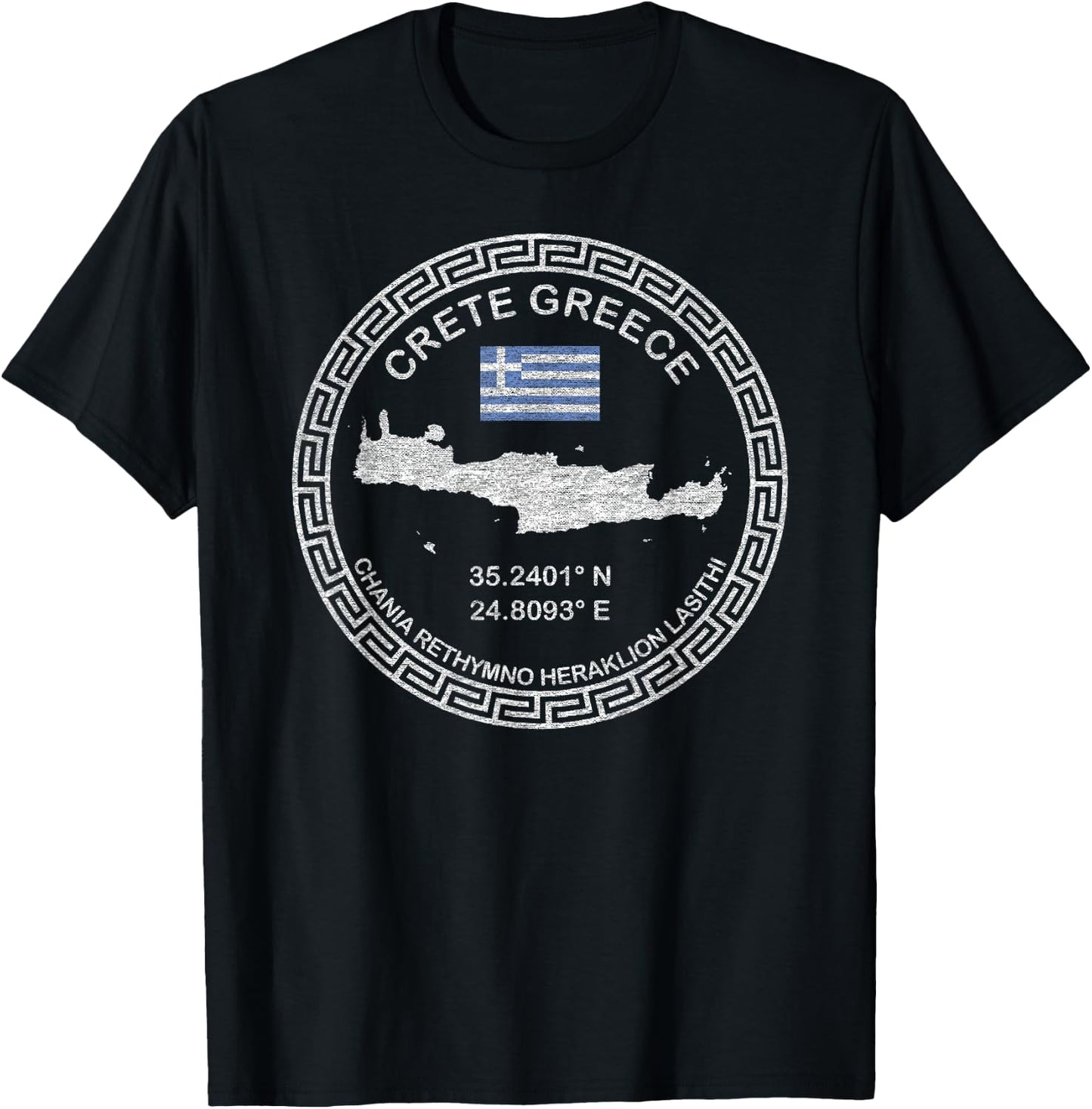 Crete Greece Chania Heraklion Rethymno Lasithi Crete T-Shirt - T-Shirt | Black