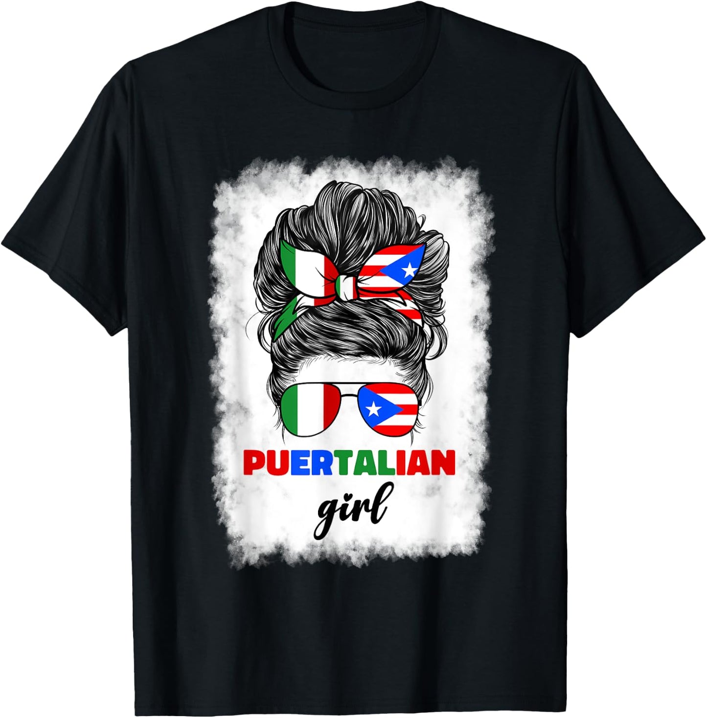 Half Italian And Puerto Rican Rico Italy Flag Girl T-Shirt - T-Shirt | Black