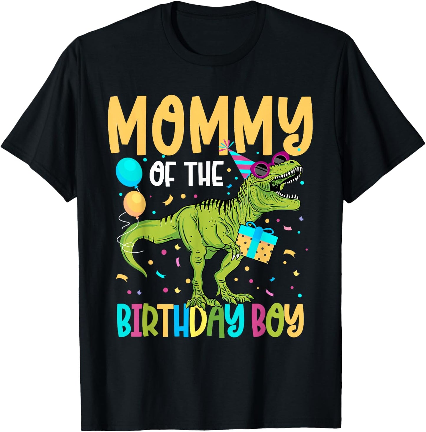 Mommy of The Birthday Boy Family Matching Dinosaur Squad T-Shirt - T-Shirt | Black