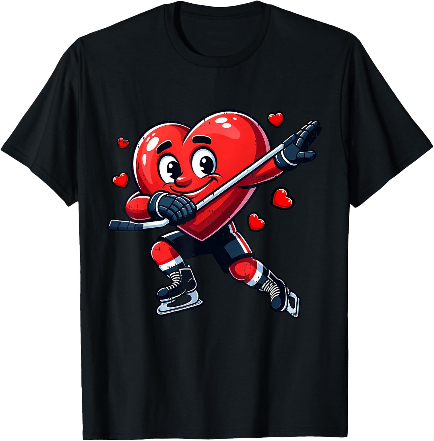 Ice Hockey Heart Dabbing Valentines Day Kids Boys T-Shirt - T-Shirt | Black