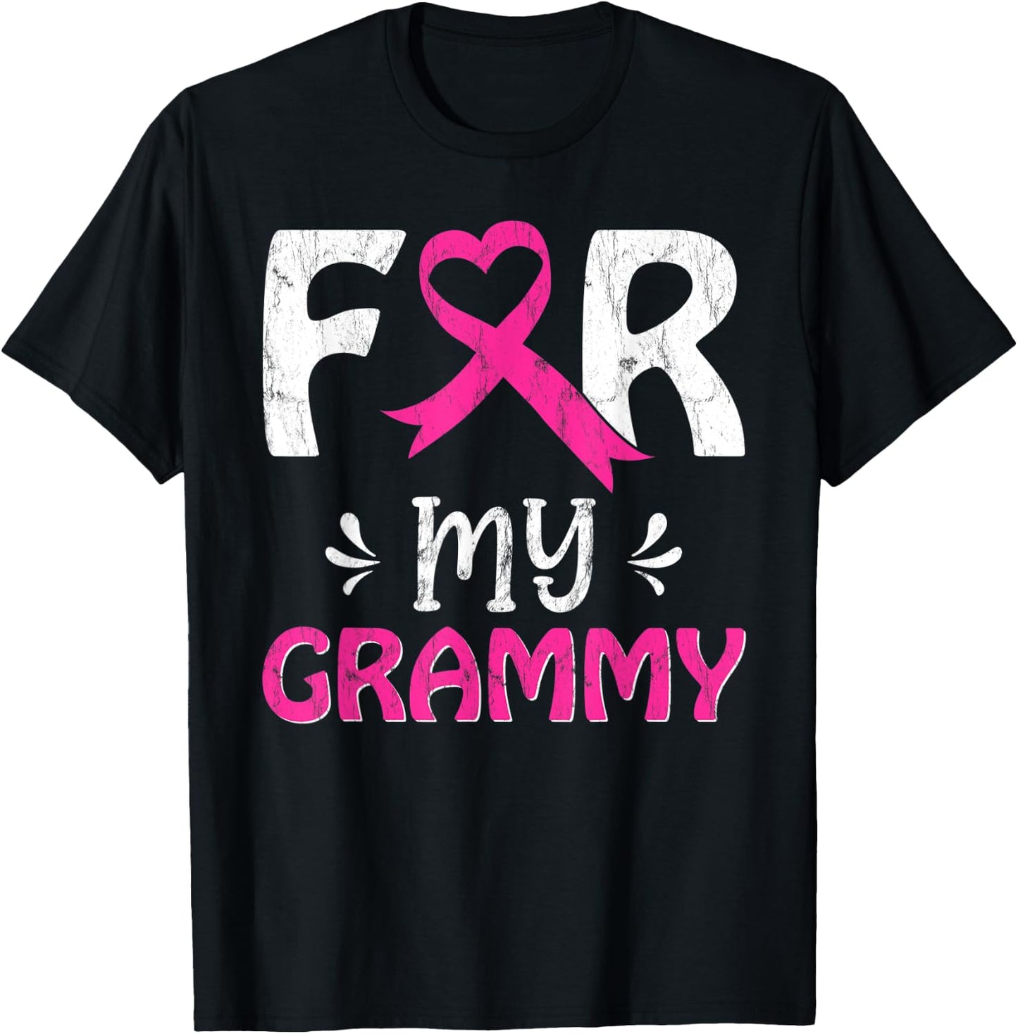 Pink Ribbon For My Grammy Breast Cancer Awareness Day T-Shirt - T-Shirt | Black