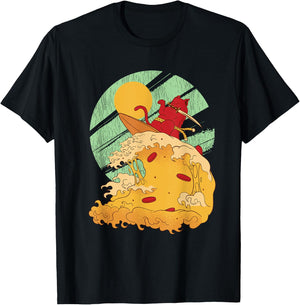 Surfing Japan Samurai Cat Vintage Surf Board T-Shirt - T-Shirt | Black