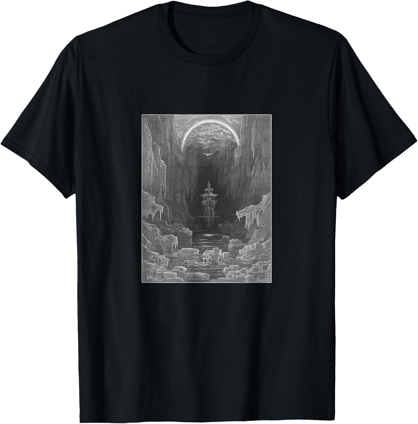 Rime of the Ancient Mariner “Ice All Around” Gustave Doré T-Shirt - T-Shirt | Black