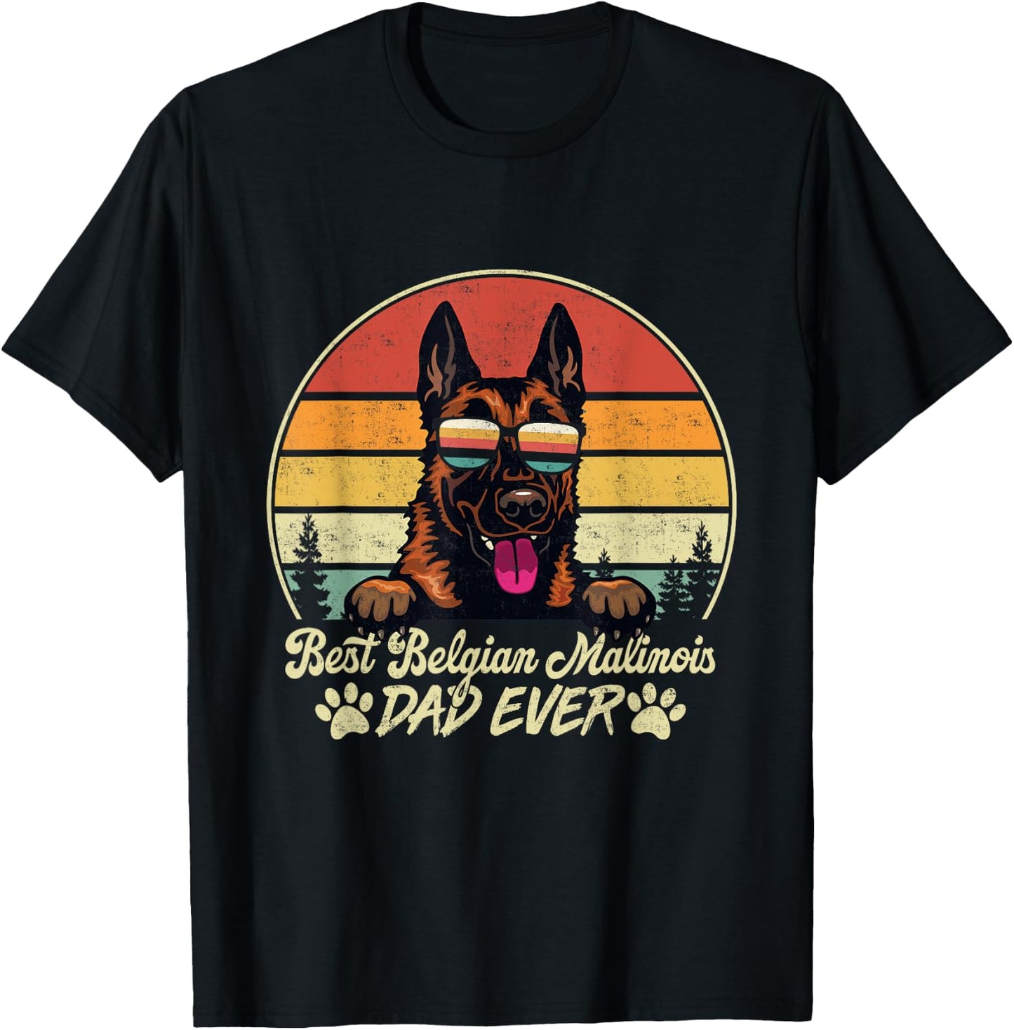 Best Belgian Malinois Dad Ever Vintage Retro Dog Fathers Day Men T-Shirt - T-Shirt | Black