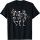 Dancing Skeletons drinking wine lover Funny Halloween scary T-Shirt - T-Shirt | Black