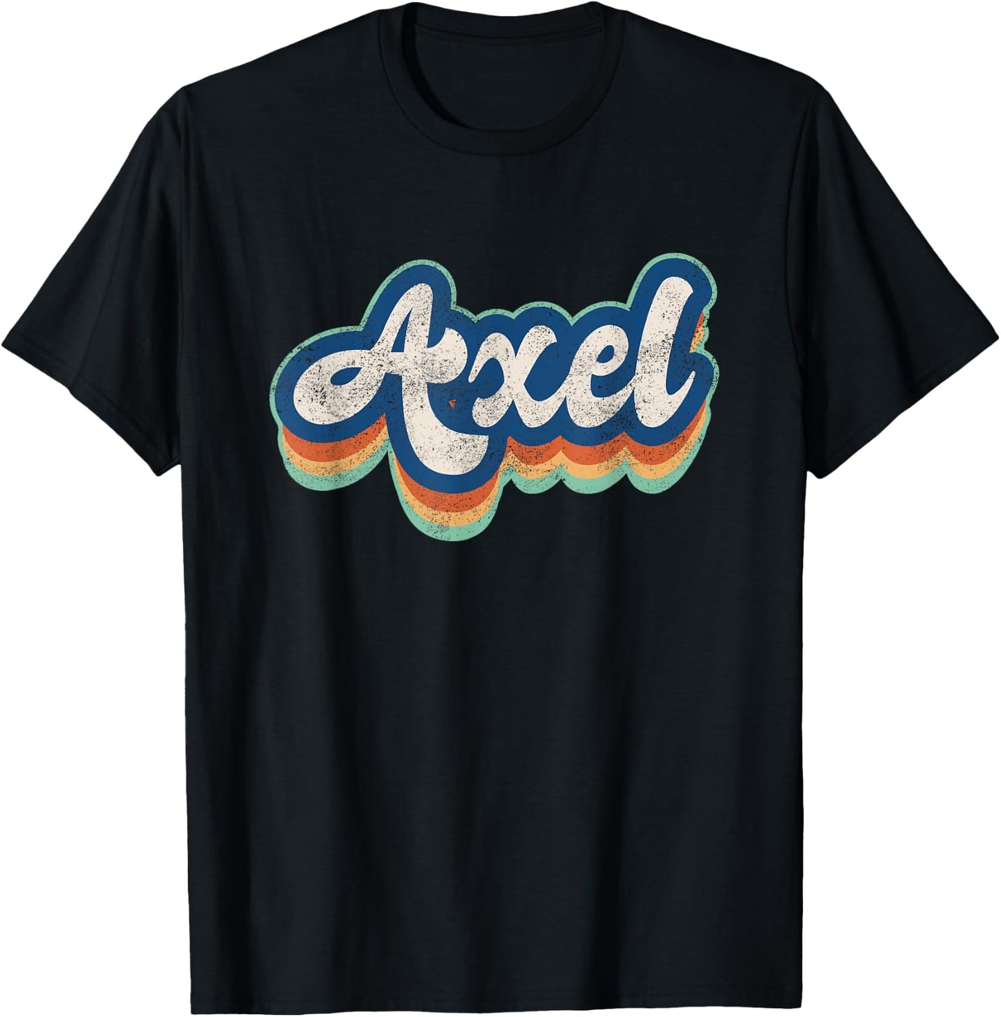 Axel First Name Boy Vintage Style 70s 80s Personalized T-Shirt - T-Shirt | Black