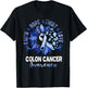 Sunflower Pink Ribbon Flower Leopard Colon Cancer Awareness T-Shirt - T-Shirt | Black
