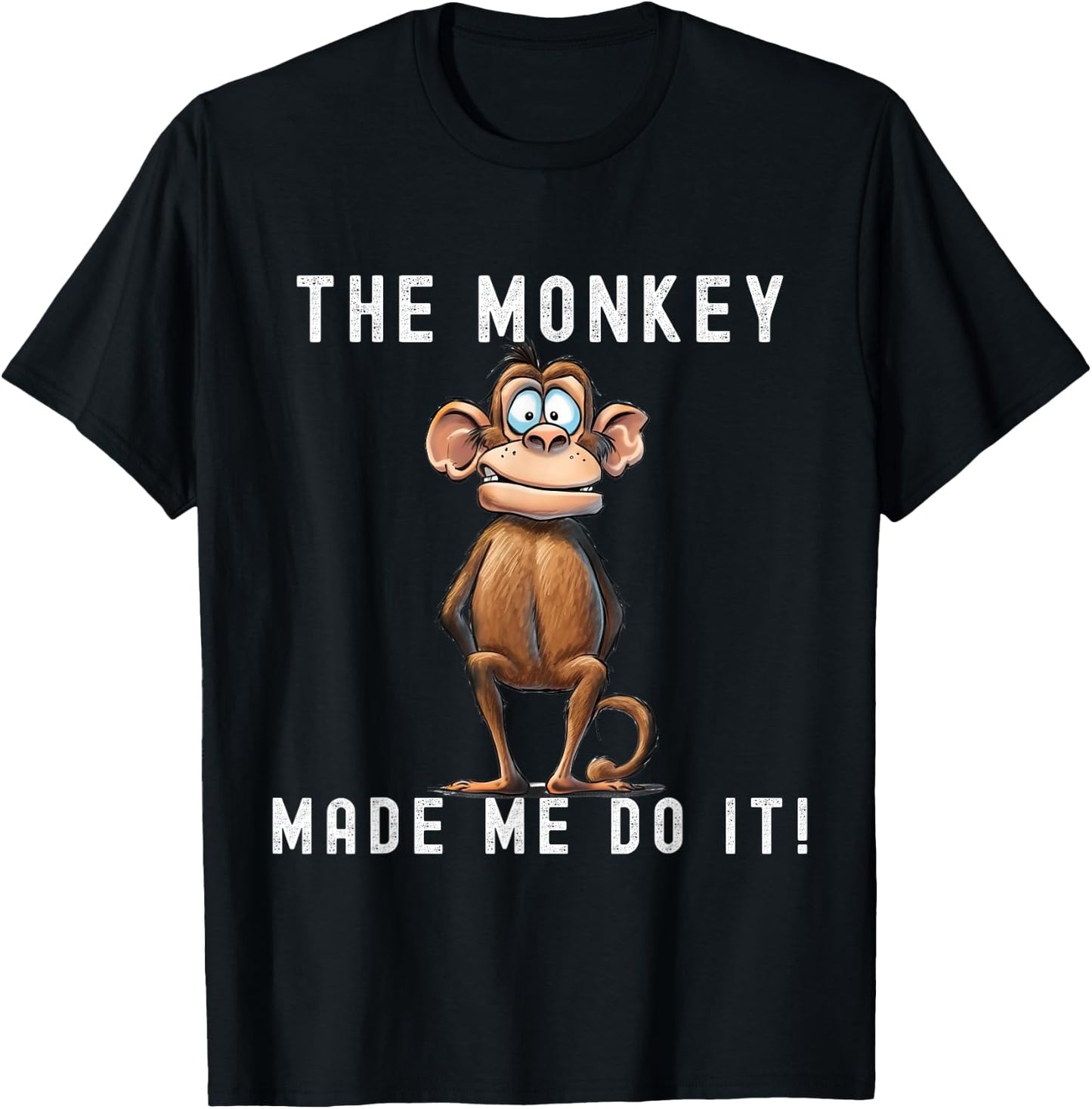 Playful Primate Shenanigans - "The Monkey Made Me Do It!" T-Shirt - T-Shirt | Black