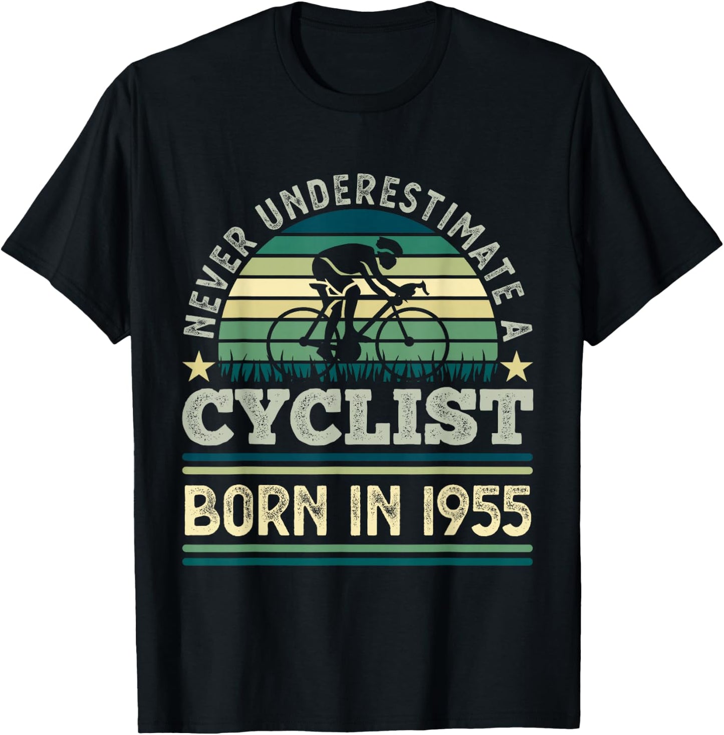 Cyclist born in 1955 70th Birthday Cycling Bicycle T-Shirt - T-Shirt | Black