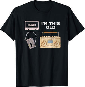 Vintage Funny Birthday I'm This Old Music Cassette T-Shirt - T-Shirt | Black