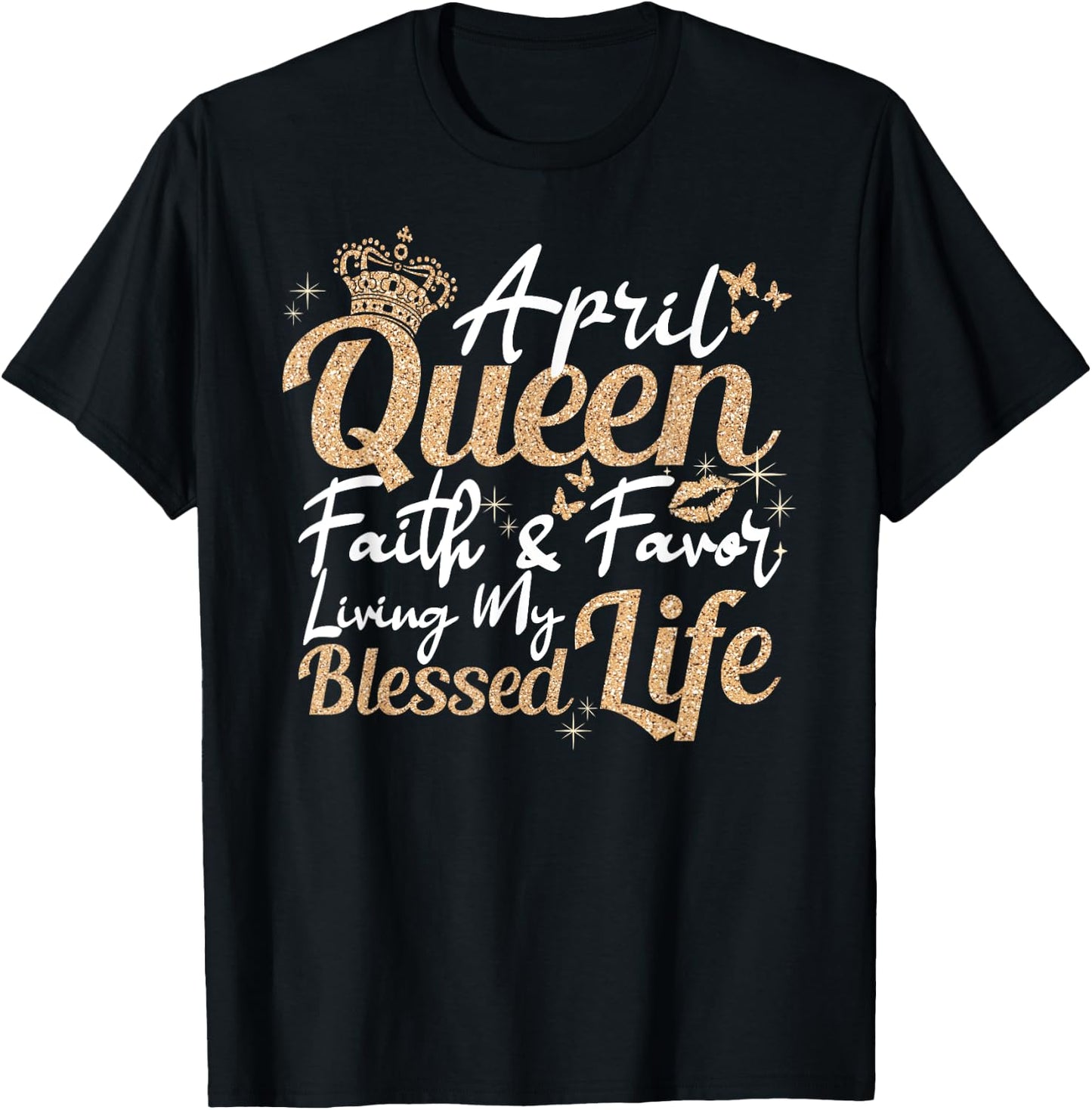 April Queen Diva A Girl Was Born In April Bday Party T-Shirt - T-Shirt | Black