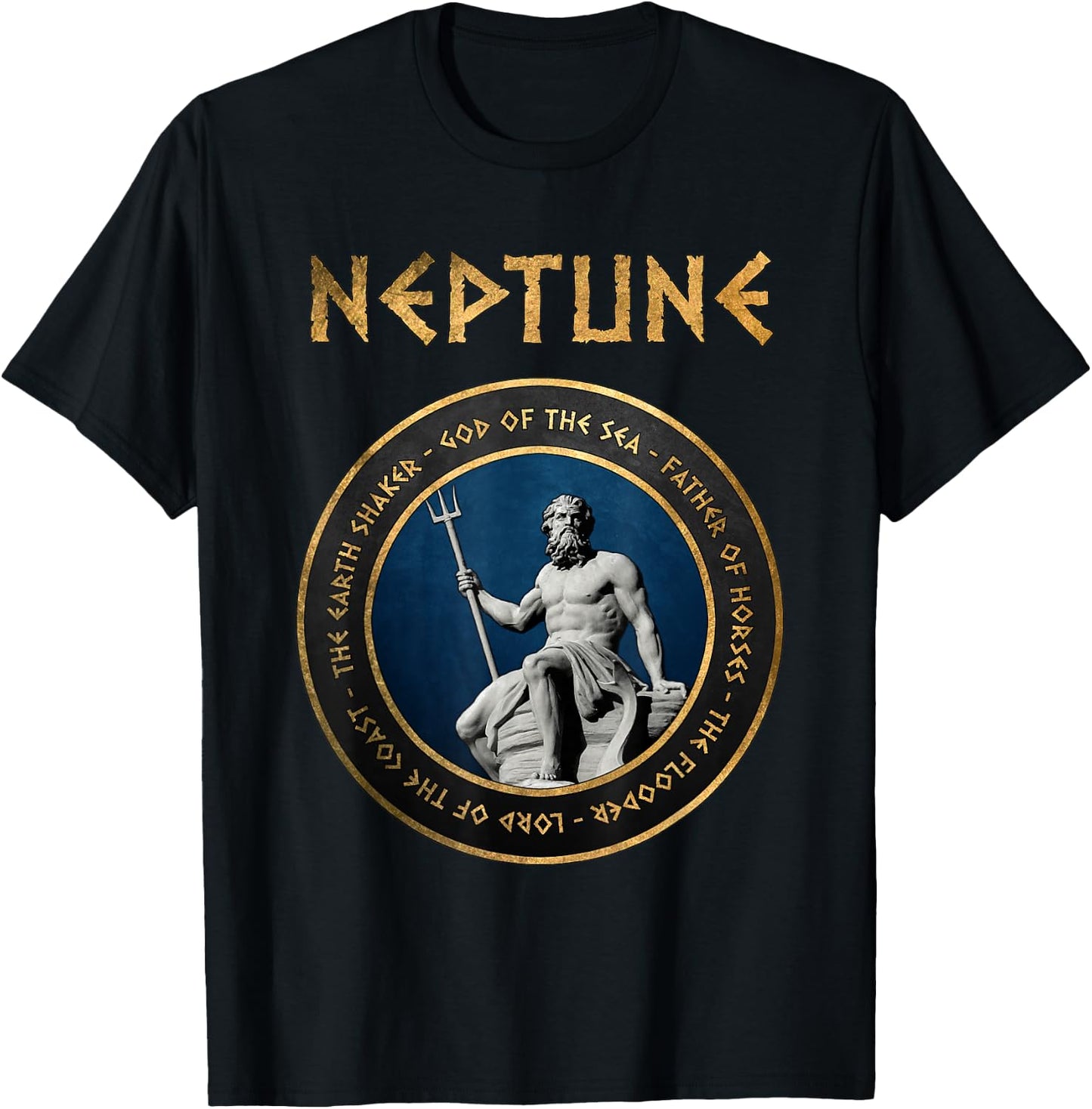 Neptune Ancient Roman Sea God Symbol T-Shirt - T-Shirt | Black