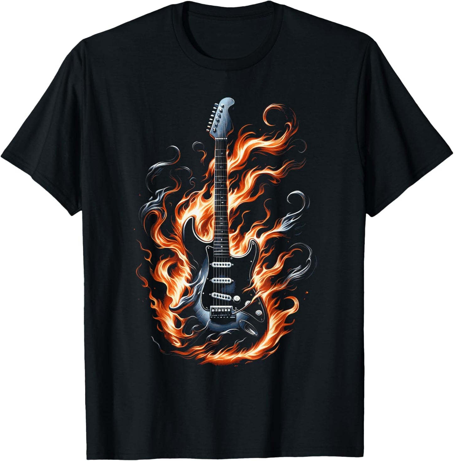 Electric guitar with flames T-Shirt - T-Shirt | Black