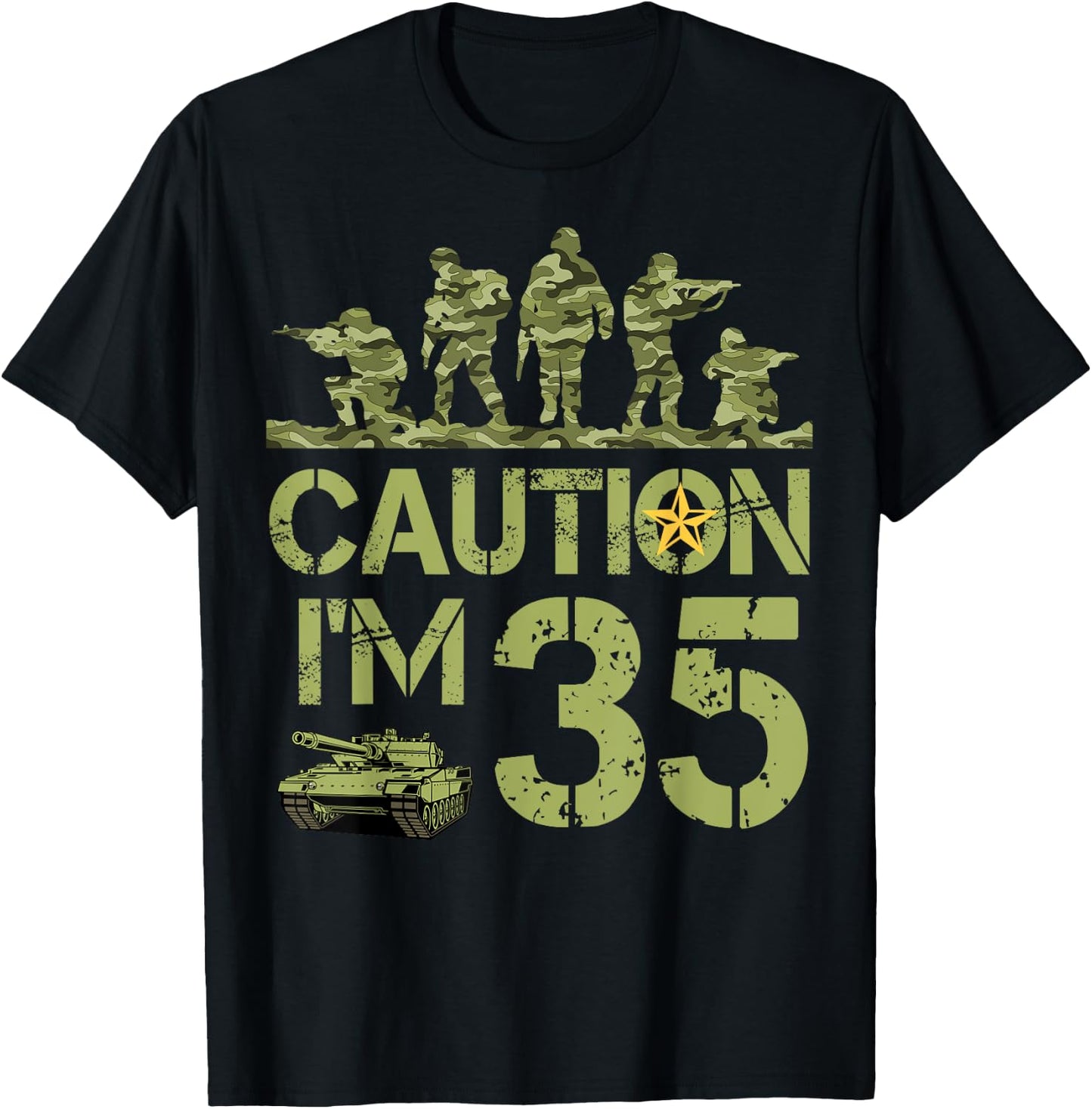 35th Birthday Military I'm 35 Year Old Camo 35 Birthday T-Shirt - T-Shirt | Black