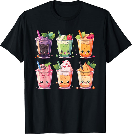 Cute Bubble Tea Boba Milk Tea Kawaii Anime Lover T-Shirt - T-Shirt | Black