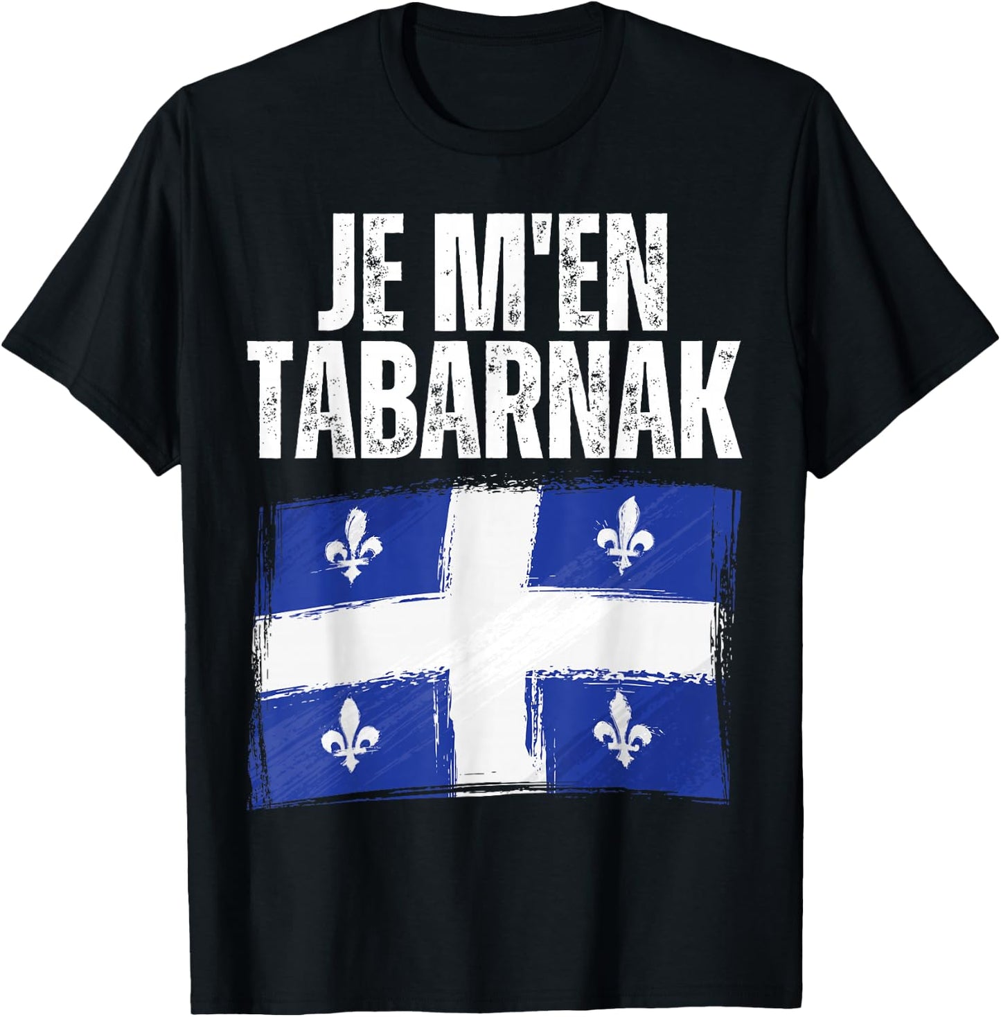 Tabarnak French Canadian Language Canada Vintage Quebec Flag T-Shirt - T-Shirt | Black