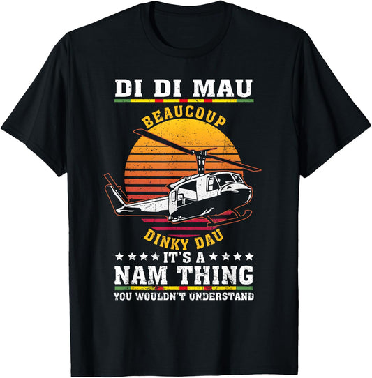 Di Di Mau Beaucoup Dinky Dau Vintage US Army Vietnam Veteran T-Shirt - T-Shirt | Black