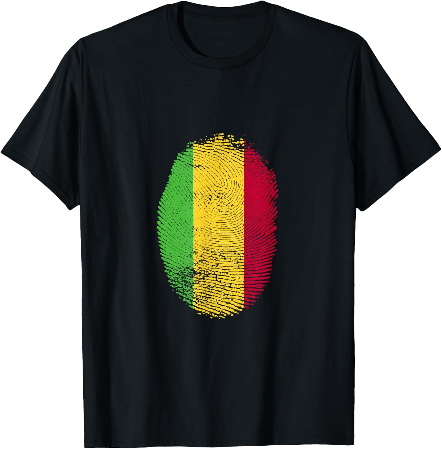 Mali Flag Fingerprint Proud Malians Men Women Kids DNA T-Shirt - T-Shirt | Black