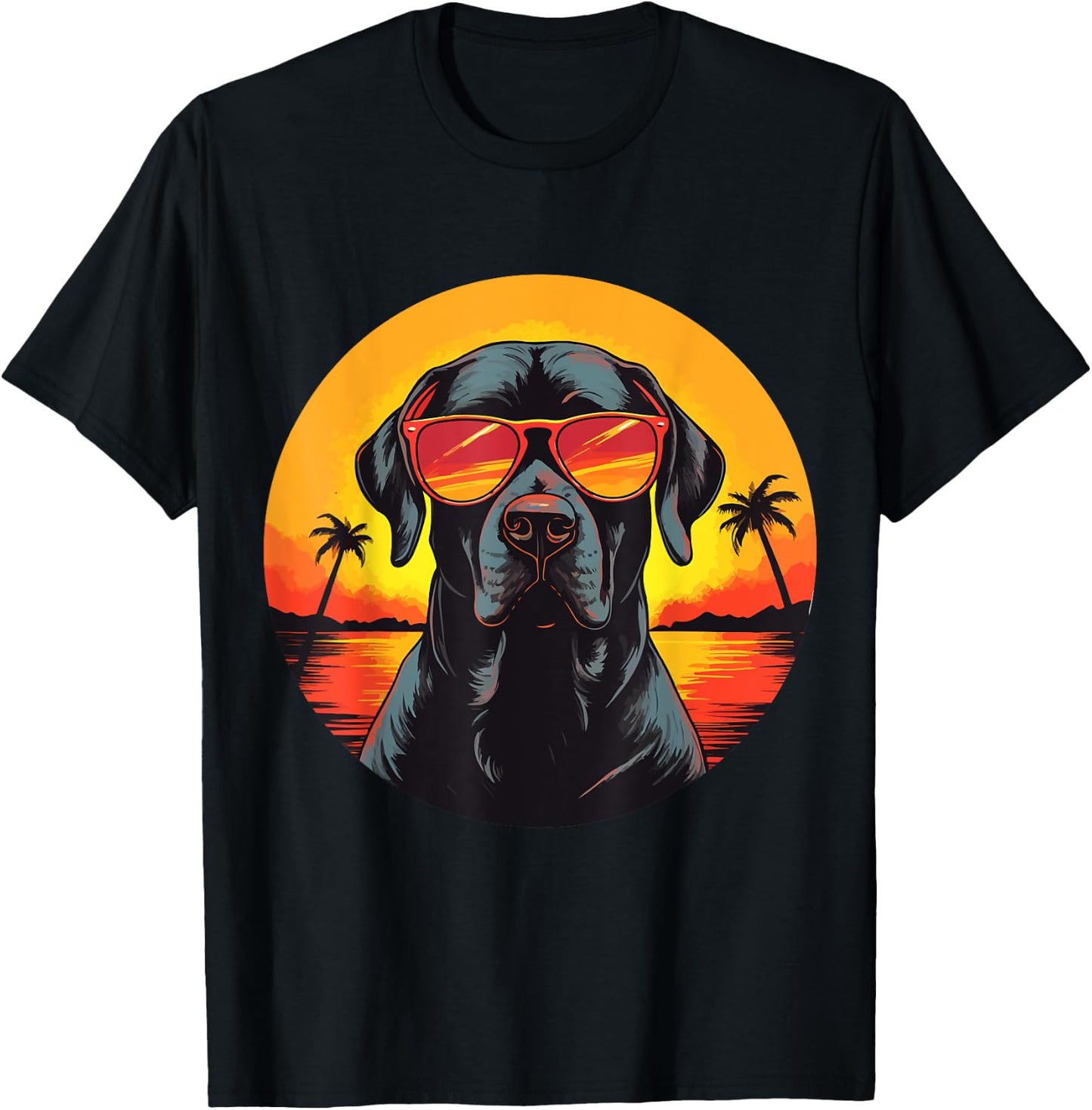 Labrador Retriever Lab Dog Breed Pet with Sunglasses T-Shirt - T-Shirt | Black