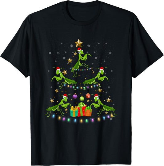 Praying Mantis Christmas Ornament Tree Funny Xmas Insects T-Shirt - T-Shirt | Black