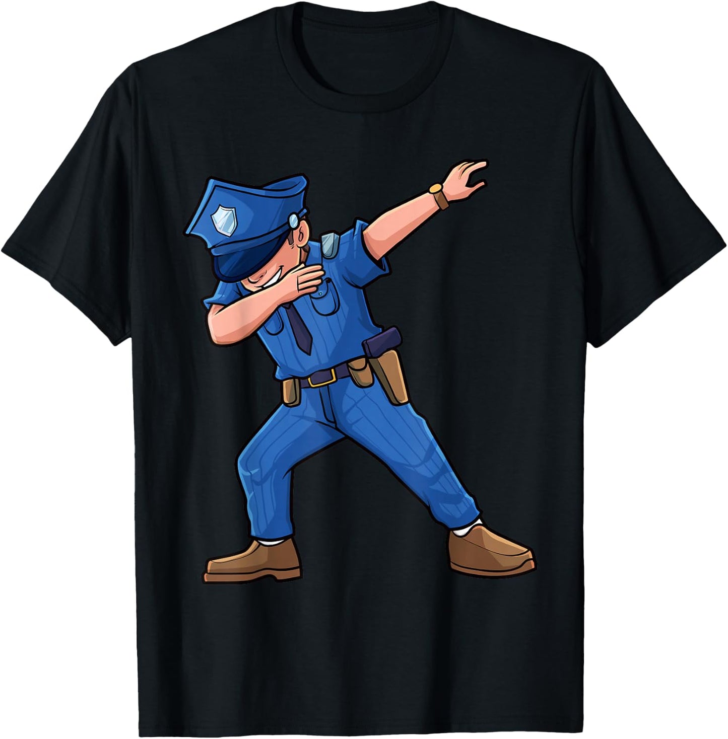 Cool Dabbing Law Enforcer Gift Shop Dabbing Policeman Police Officer Cop Costume Dance Kids Boys T-Shirt - T-Shirt | Black