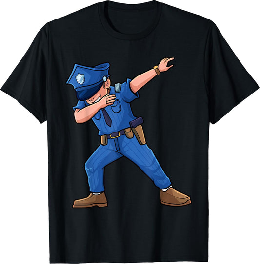 Cool Dabbing Law Enforcer Gift Shop Dabbing Policeman Police Officer Cop Costume Dance Kids Boys T-Shirt - T-Shirt | Black