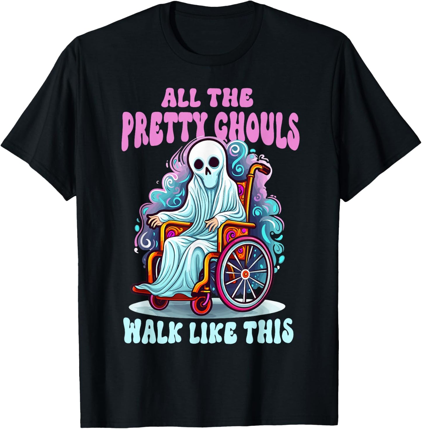 Halloween Wheelchair Costume Handicap Joke Ghouls Walk Like T-Shirt - T-Shirt | Black