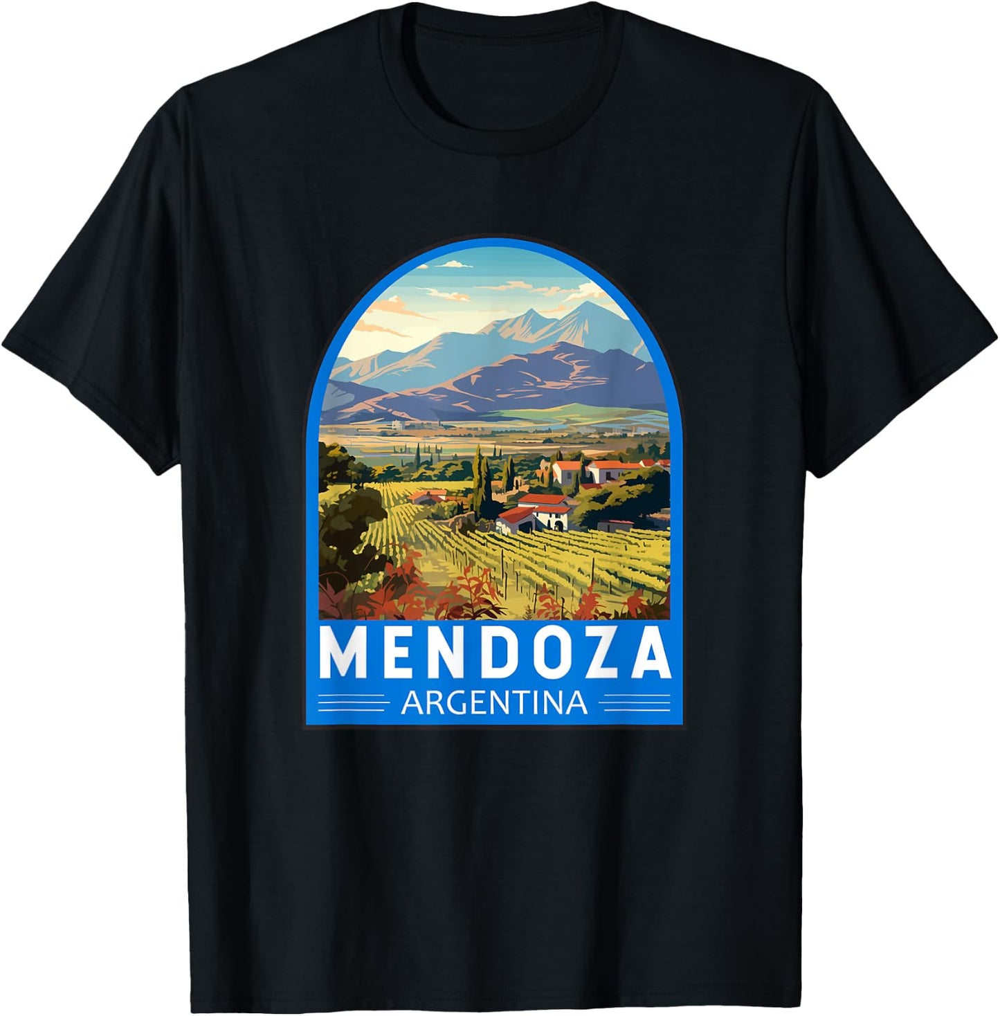 Mendoza Argentina Retro Emblem Vintage T-Shirt - T-Shirt | Black