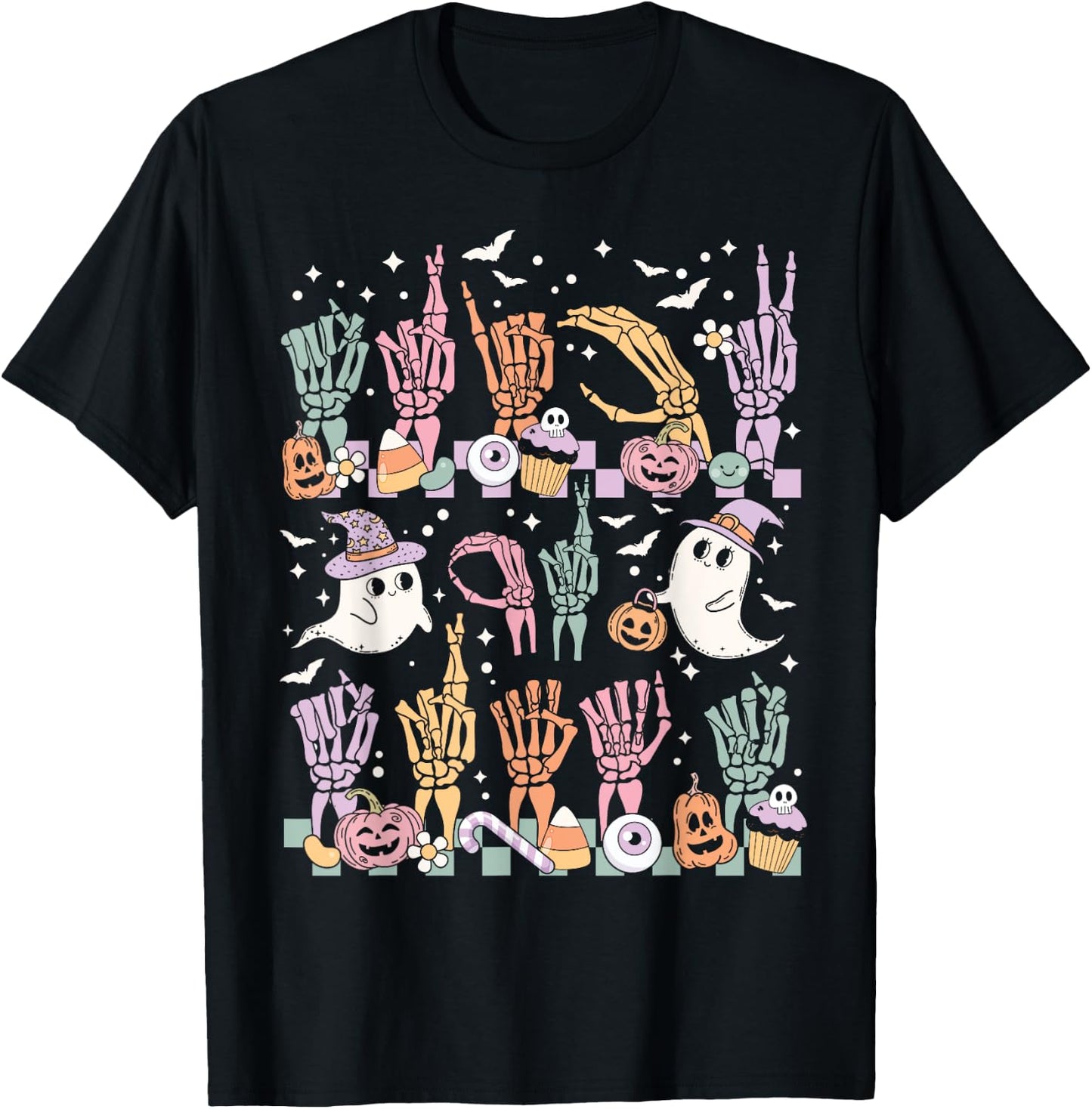 Trick or Treat ASL Hands American Sign Language Halloween T-Shirt - T-Shirt | Black