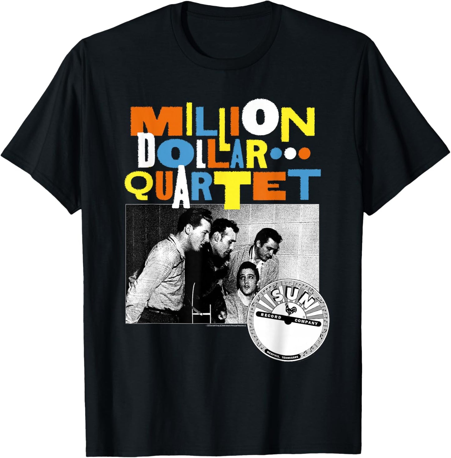 Million Dollar Quartet Multicolor Logo Black and White Photo T-Shirt - T-Shirt | Black