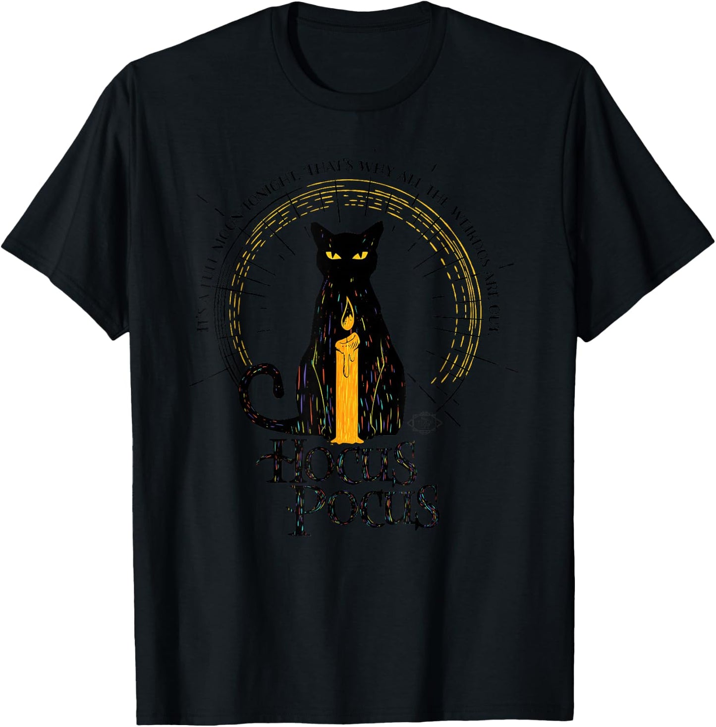 Disney Hocus Pocus Binx with Black Flame Candle Full Moon T-Shirt - T-Shirt | Black