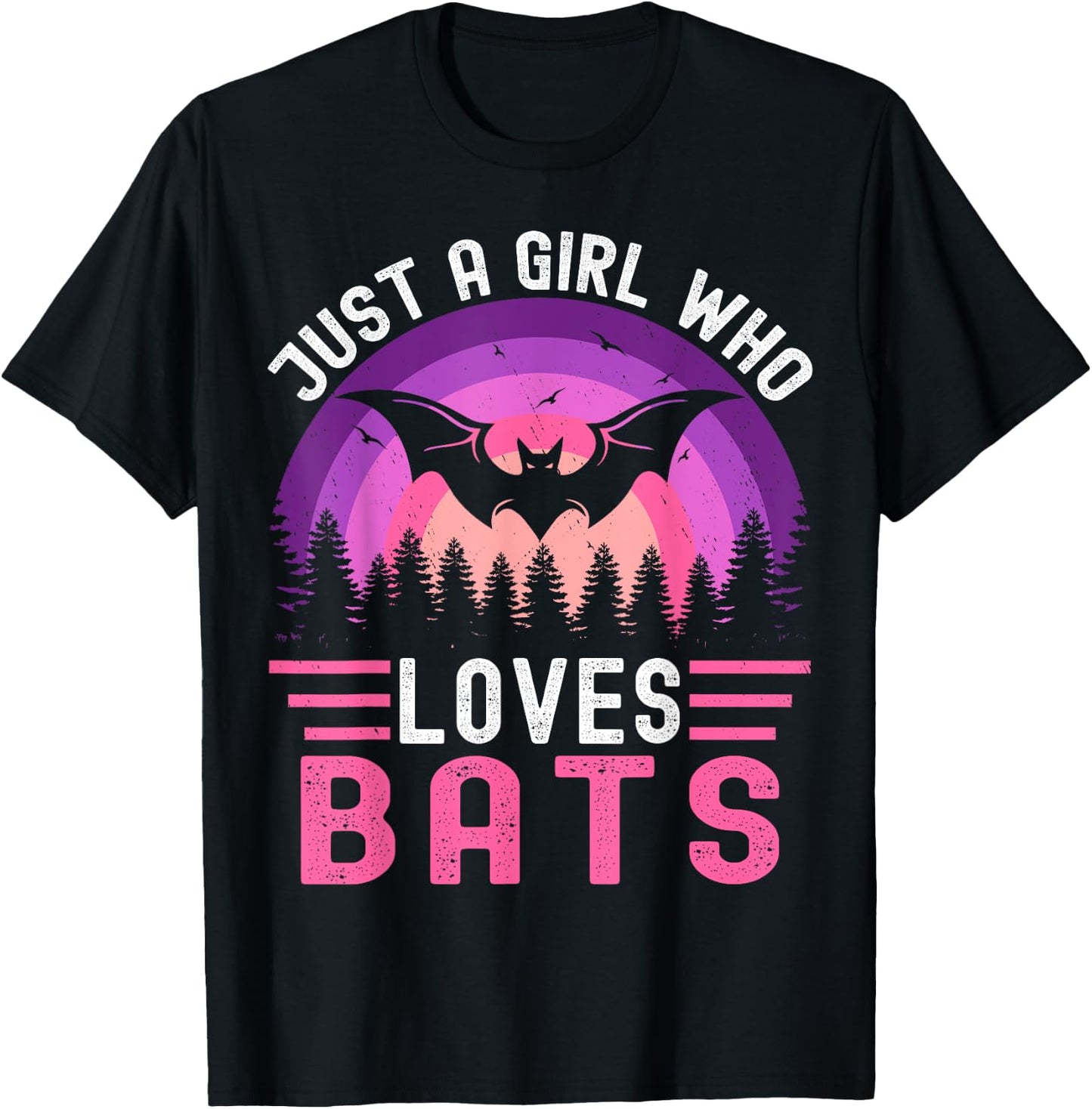 Vintage Bat Just a Girl Who Loves Bats Funny Bat Halloween T-Shirt - T-Shirt | Black