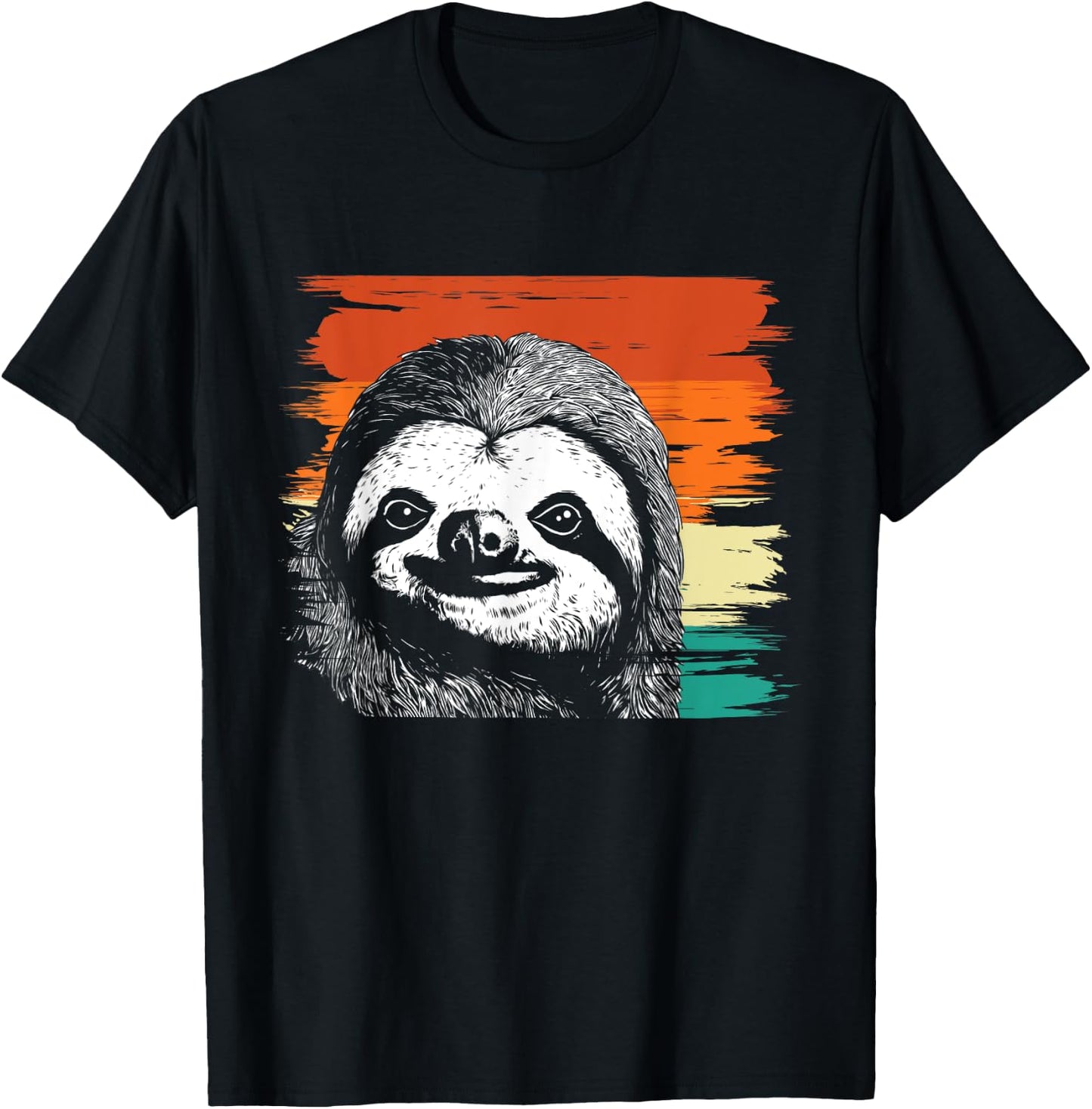 Retro Vintage Sloth Portrait - Animal Nature Lover Zookeeper T-Shirt - T-Shirt | Black