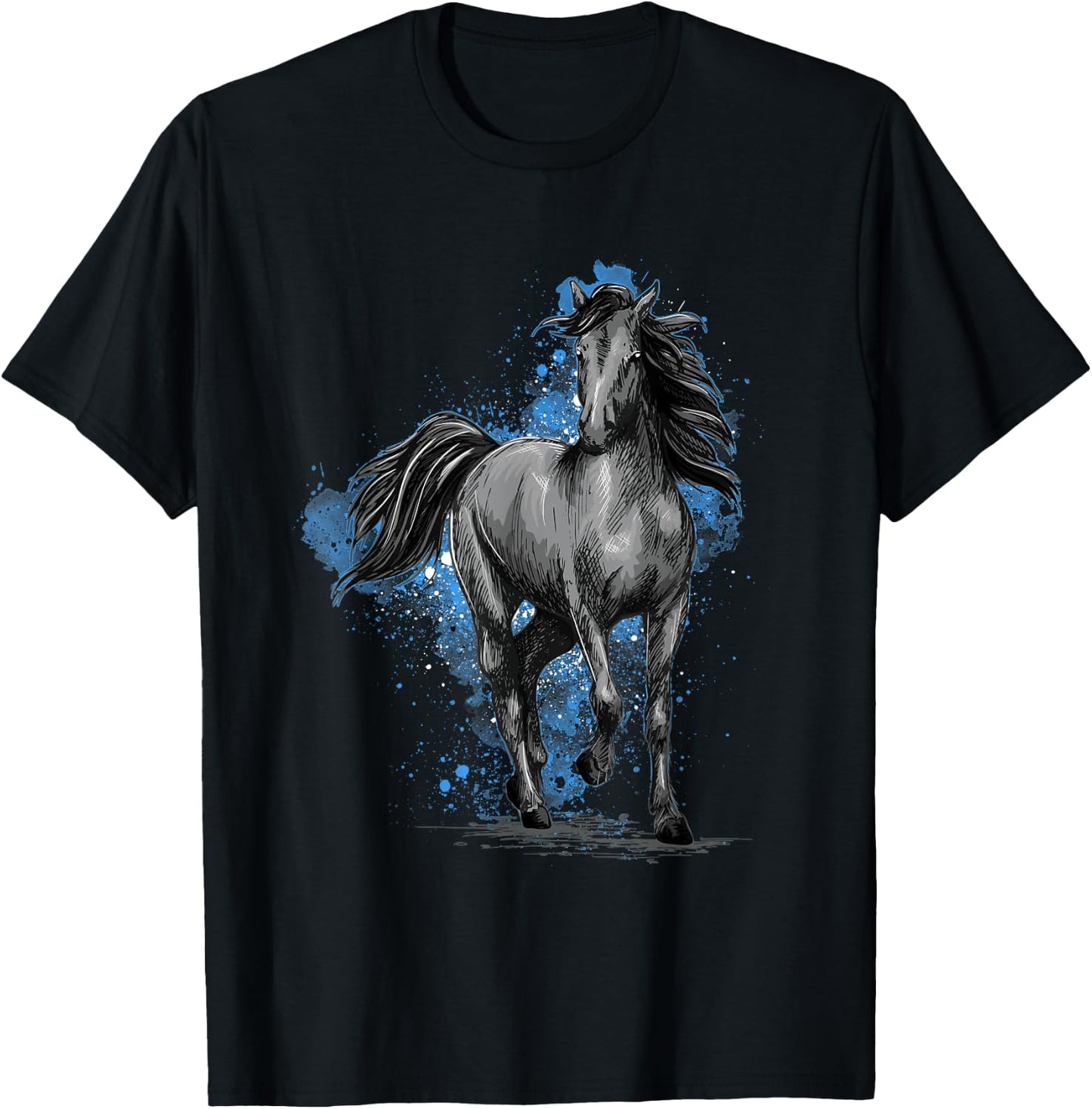 Black Horse - Horses Animal Lover Equestrian Horseback Rider T-Shirt - T-Shirt | Black