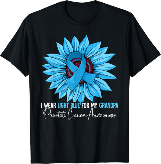 I Wear Light Blue For My Grandpa Prostate Cancer Awareness T-Shirt - T-Shirt | Black