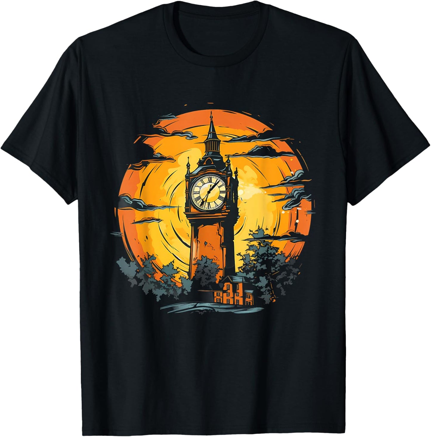 Retro Style Great Clock Tower T-Shirt - T-Shirt | Black