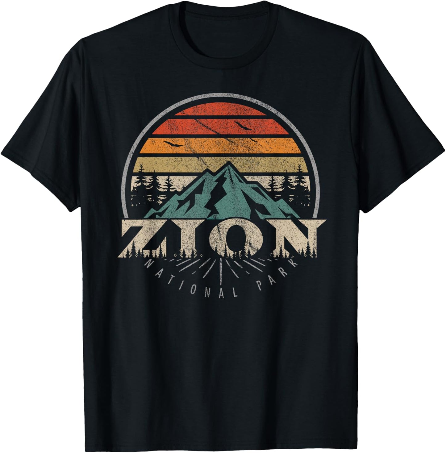 US Zion National Park Shirts & More Retro Zion National Park US Vintage Zion - Men's Black Short Sleeve - Small - Hiking & Camping Adventure Gift T-Shirt - T-Shirt | Black