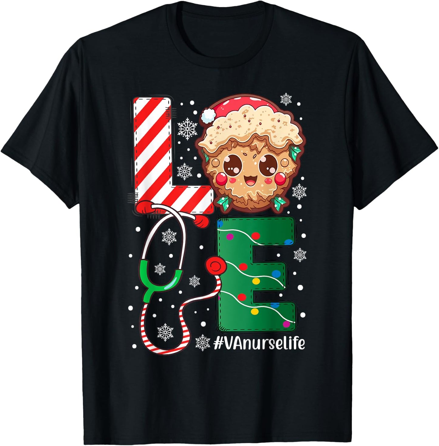 VA Nurse Nursing Christmas cookie Love Nurse Life T-Shirt - T-Shirt | Black