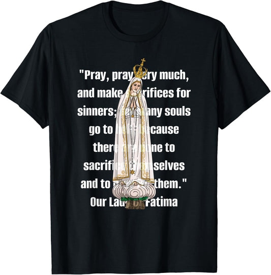 Our Lady of Fatima Marian Catholic T-Shirt - T-Shirt | Black
